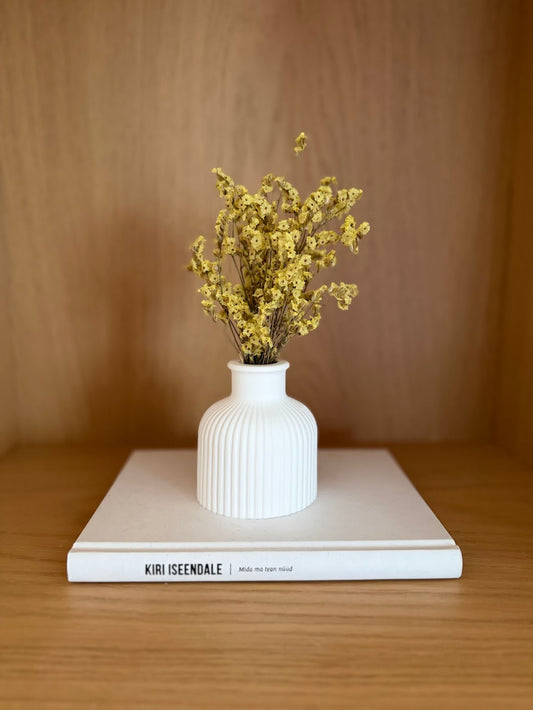 Komplekt - minivaas + kimp (kollane limonium)