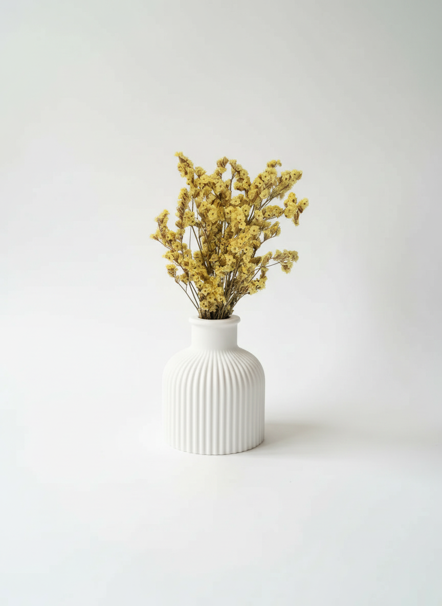 Komplekt - minivaas + kimp (kollane limonium)
