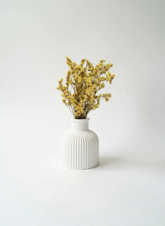 Komplekt - minivaas + kimp (kollane limonium)
