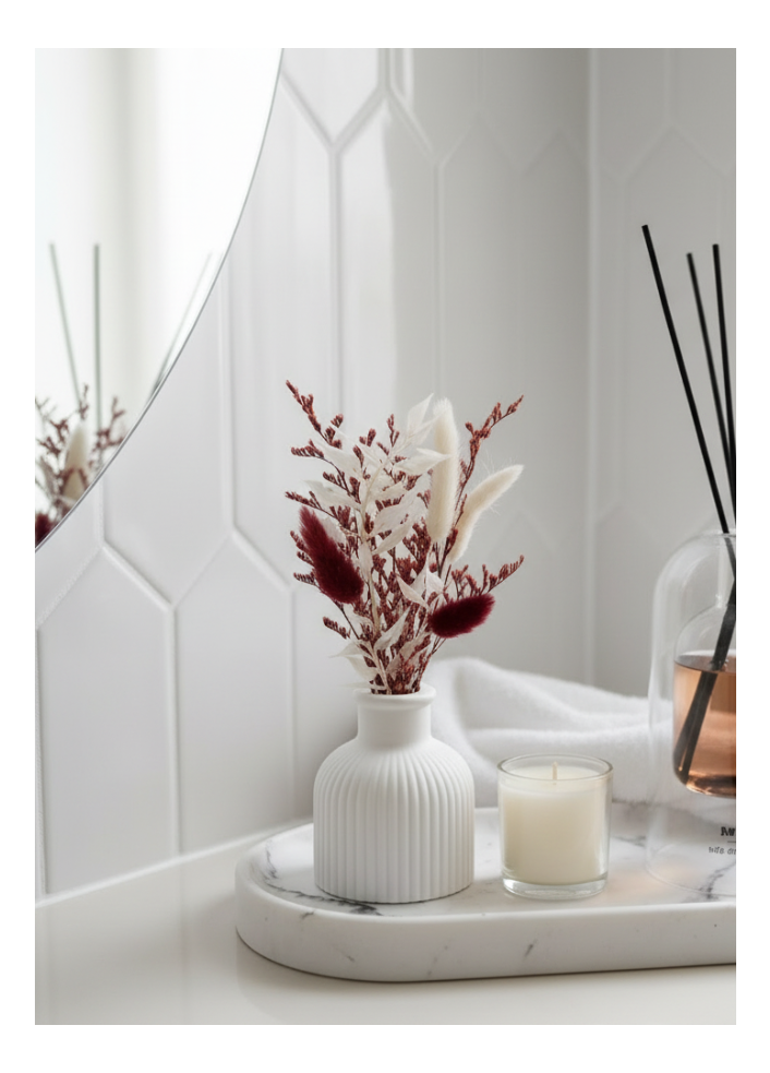 Komplekt - minivaas + kimp (sügav punane)